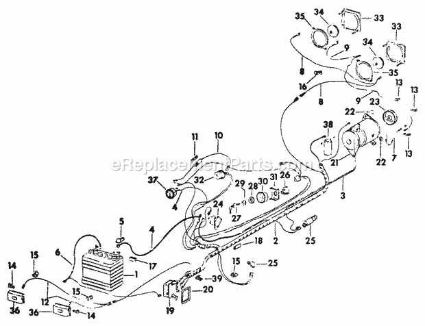 Starting & Lighting Diagram and Parts List for 149 2050047U, 2050205U, 2050206U, 2050224U Cub Cadet Lawn Tractor